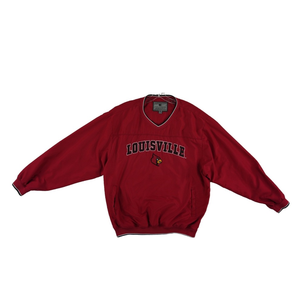 Colosseum Windbreaker Jersey Top Men's Size XL Red‎ Louisville Cardinals V Neck